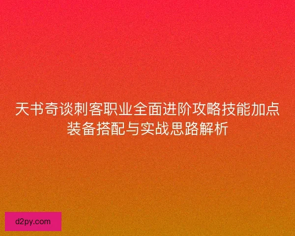 天书奇谈刺客职业全面进阶攻略技能加点装备搭配与实战思路解析
