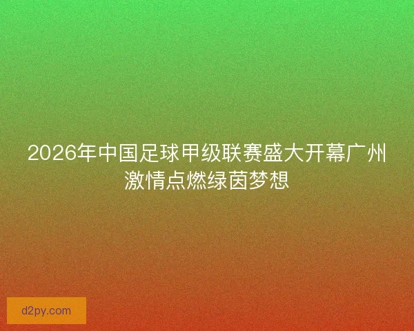 2026年中国足球甲级联赛盛大开幕广州激情点燃绿茵梦想