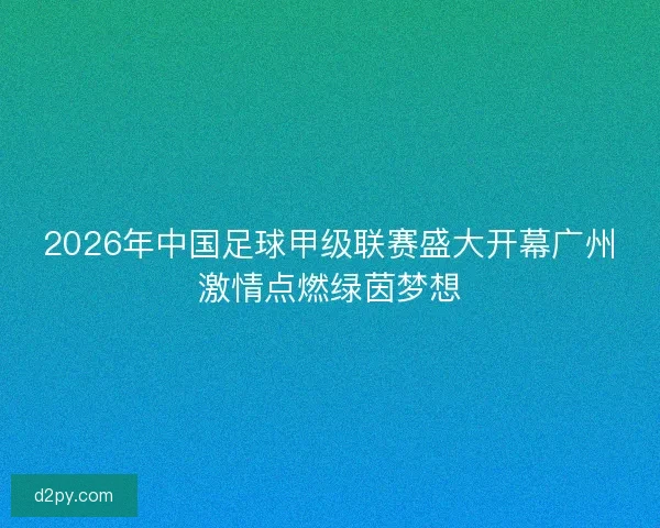 2026年中国足球甲级联赛盛大开幕广州激情点燃绿茵梦想